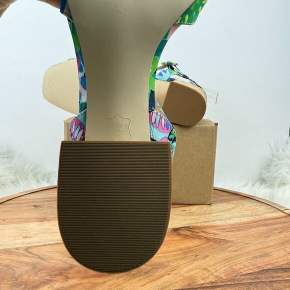 Talbots Floral Tropical Print Block Heel Sz 7.5M Ankle Strap‎ Sandals Colorful - Picture 12 of 15